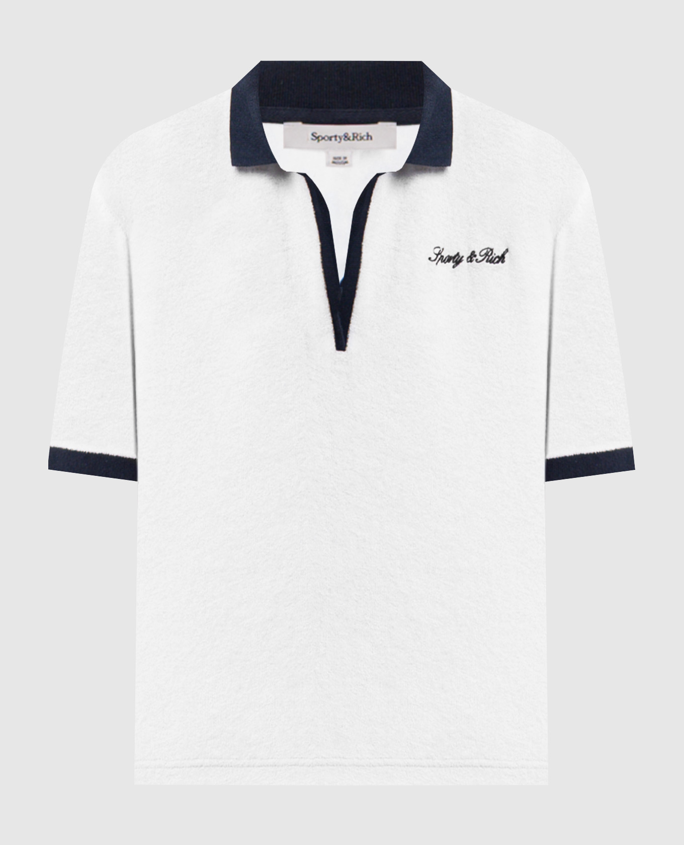 White Terry Polo with Embroidered Logo