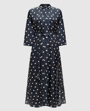 Max Mara LEVA blue polka dot silk dress SMMLEVA