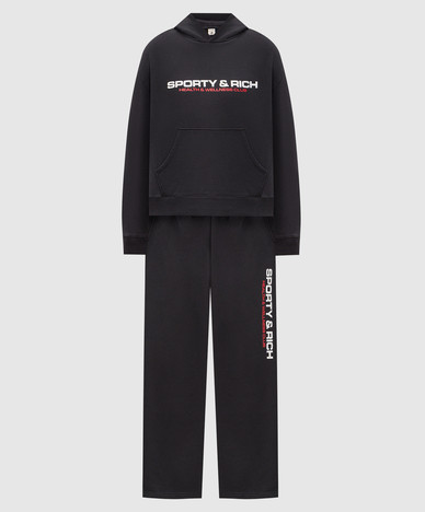 Black insulated tracksuit with logo print