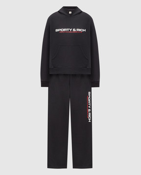 Sporty & Rich Black insulated tracksuit with logo print ST11082000BA01PA088820
