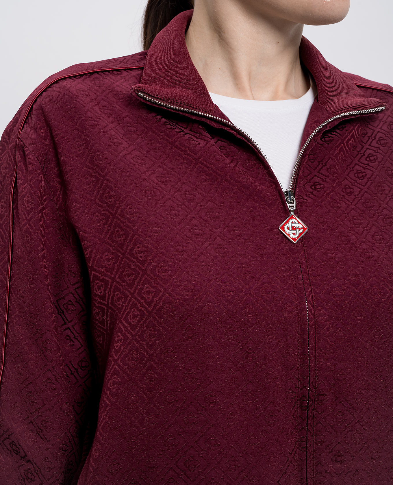 

Burgundy sports jacket with emblem pattern Casablanca