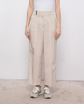 Peserico Beige pants with logo patch P0407902769