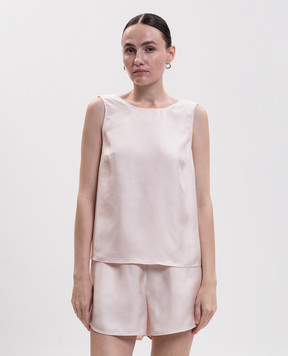 Loulou de Saison Gema pink silk top with open back GEMA