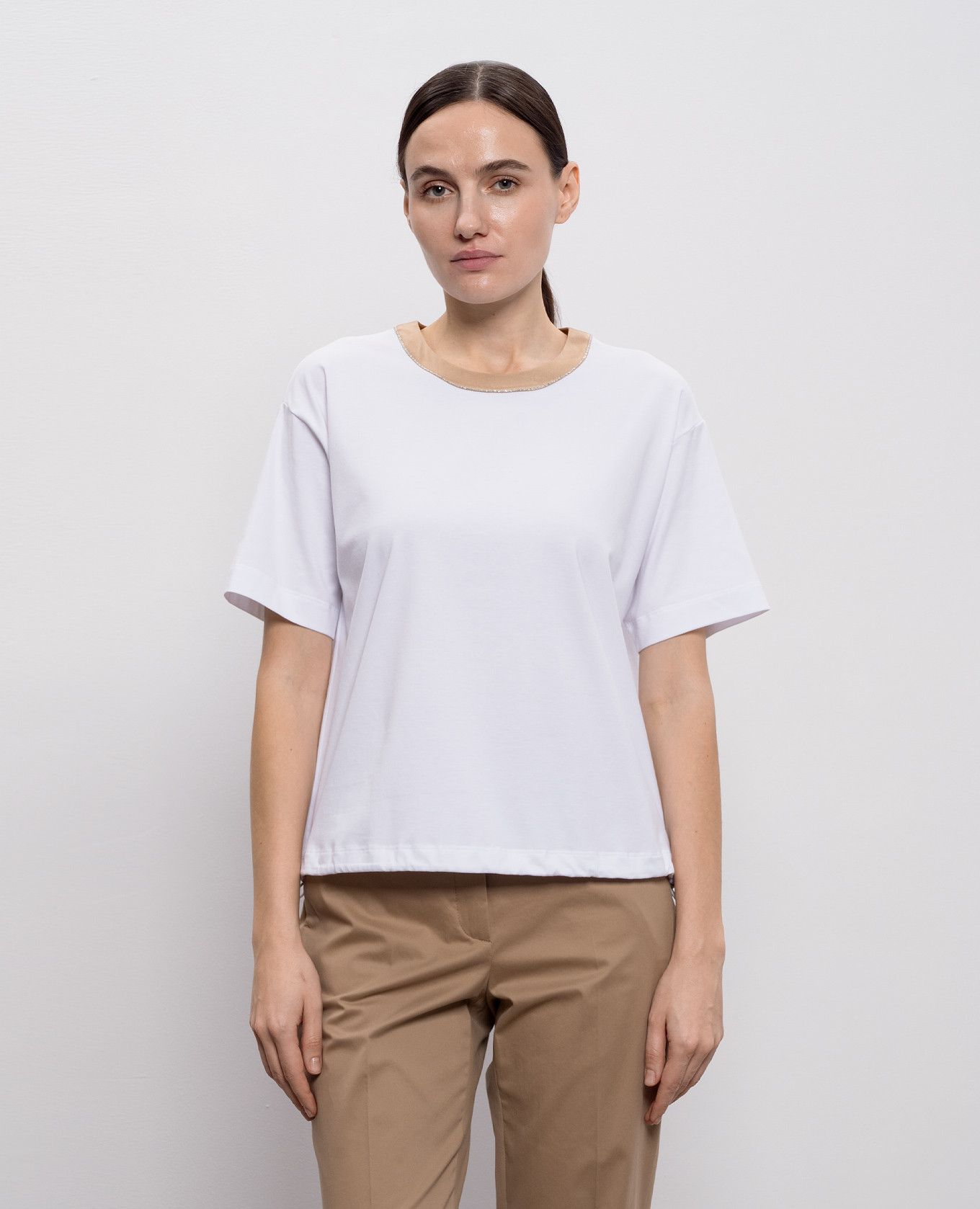 

White T-shirt with drawstring Peserico