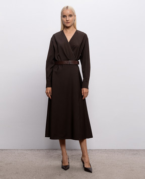 Brunello Cucinelli Brown midi dress with wool MB143A5547