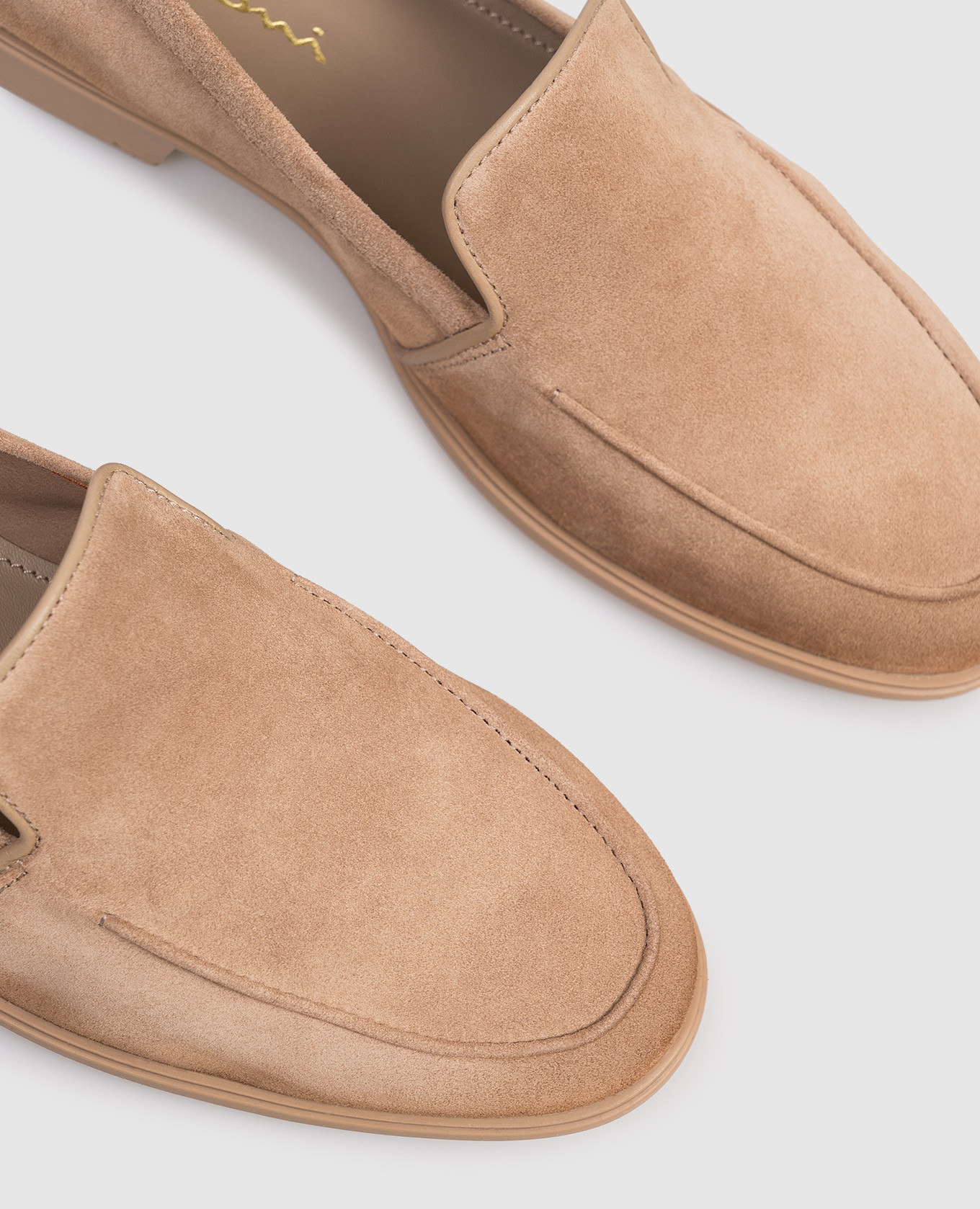 Beige suede loafers Santoni 5