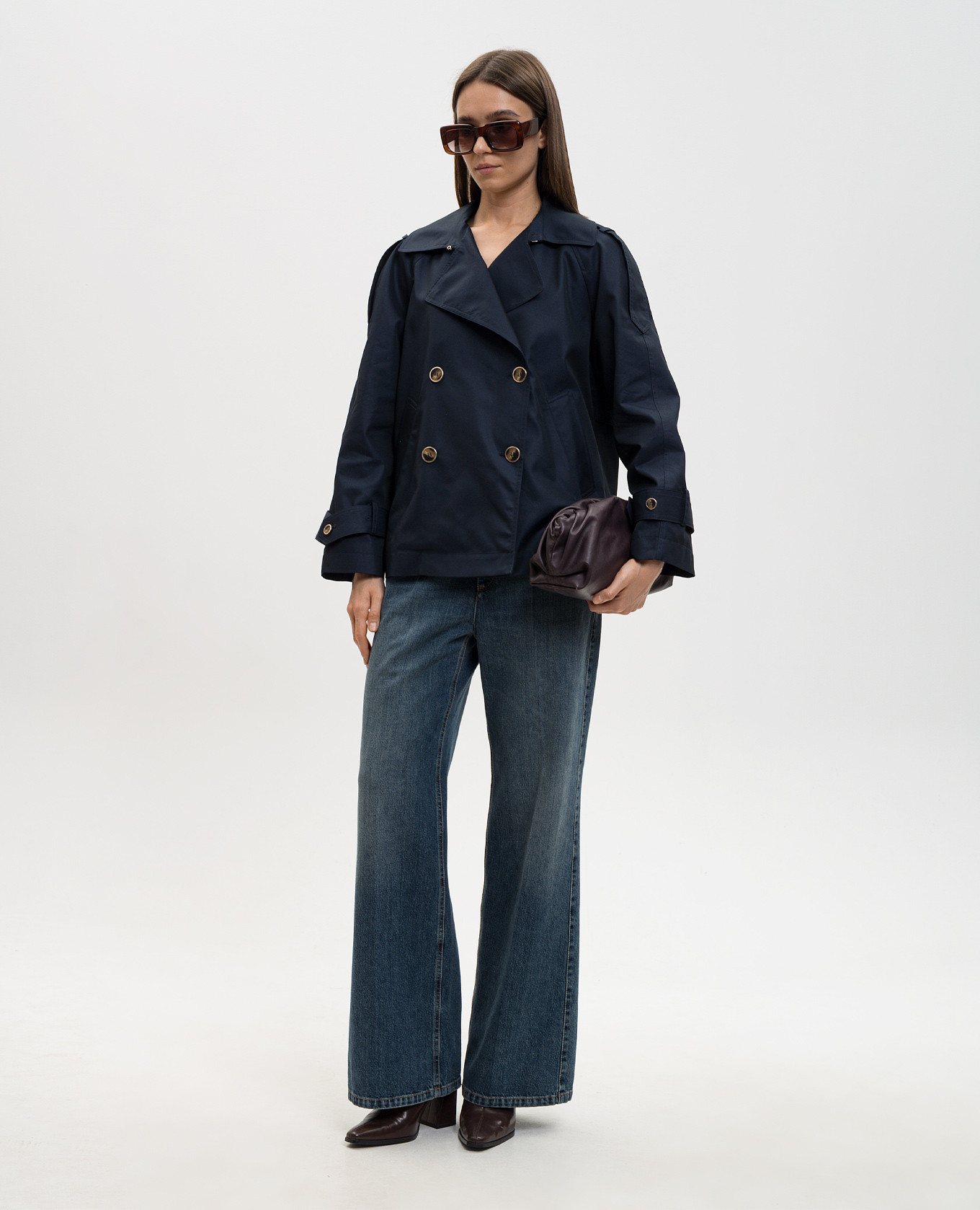 

Blue cropped trench coat Twinset