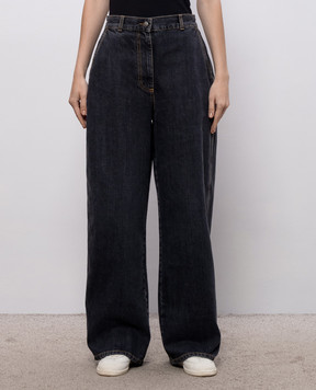 Palm Angels Grey jeans with logo patch PWYB040S26DEN002