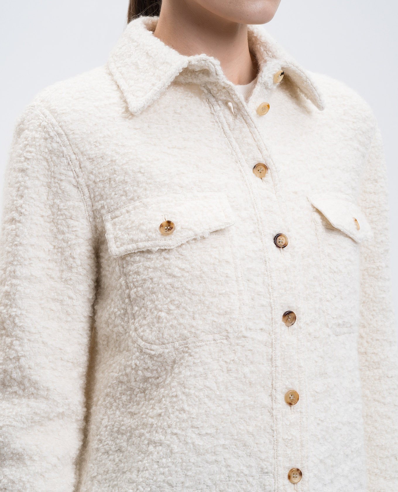 

John Austin white shirt jacket in cashmere, wool and silk Gabriela Hearst