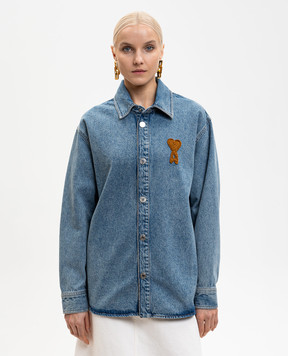 Ami Paris Blue denim shirt with a patch UJK897DE0046w