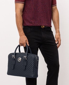 Stefano Ricci Blue leather briefcase with emblem ND069TPMR1MR