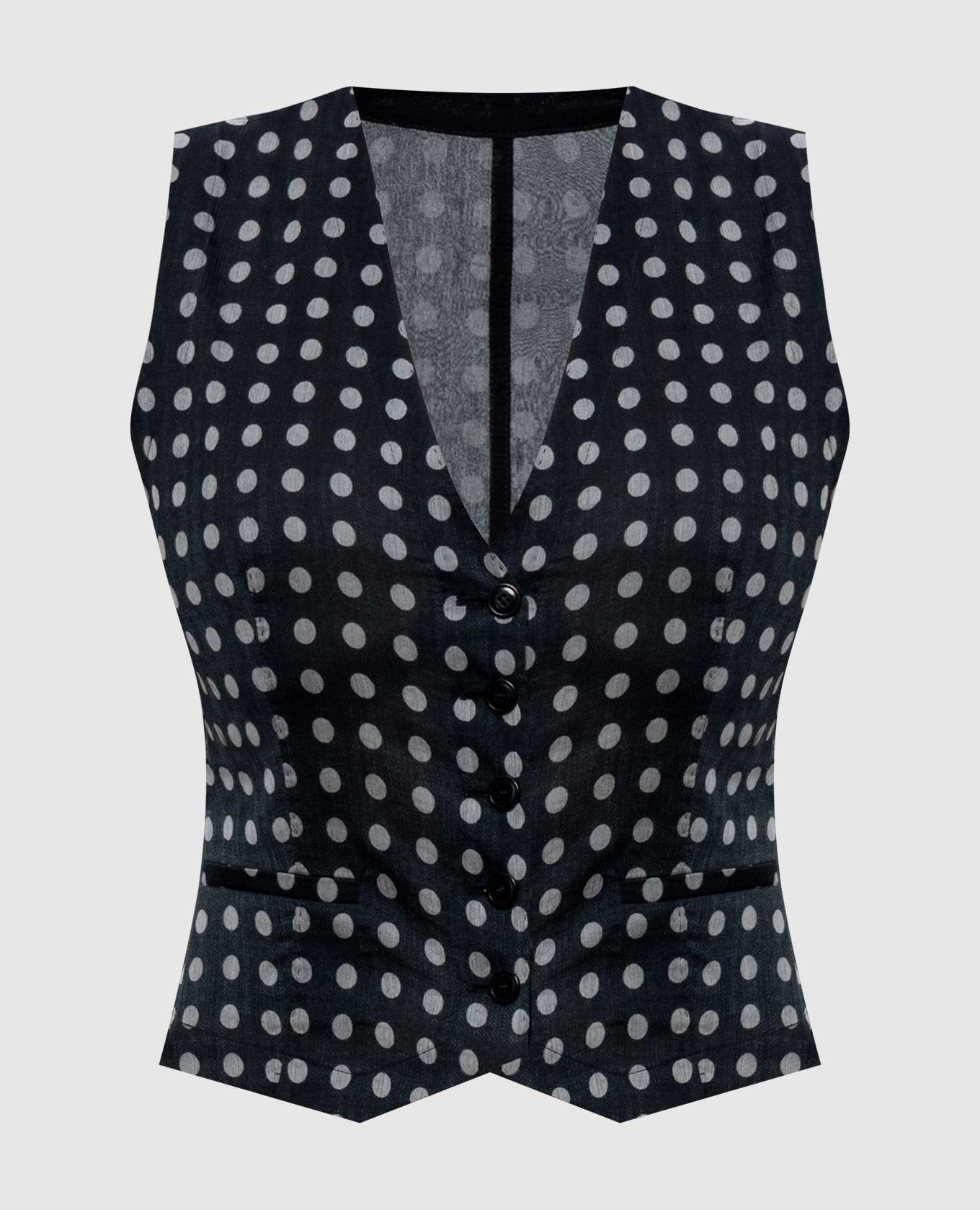 Black polka dot silk vest