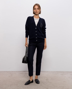 Peserico Blue cardigan made of wool, silk and cashmere A99207F12A9283