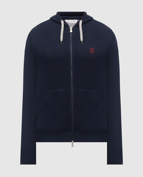 Brunello Cucinelli Blue sports jacket with embroidered emblem M29200416G