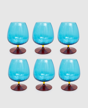 La Reine Set of blue Joy cognac glasses 6 pcs JOYCOGNAC