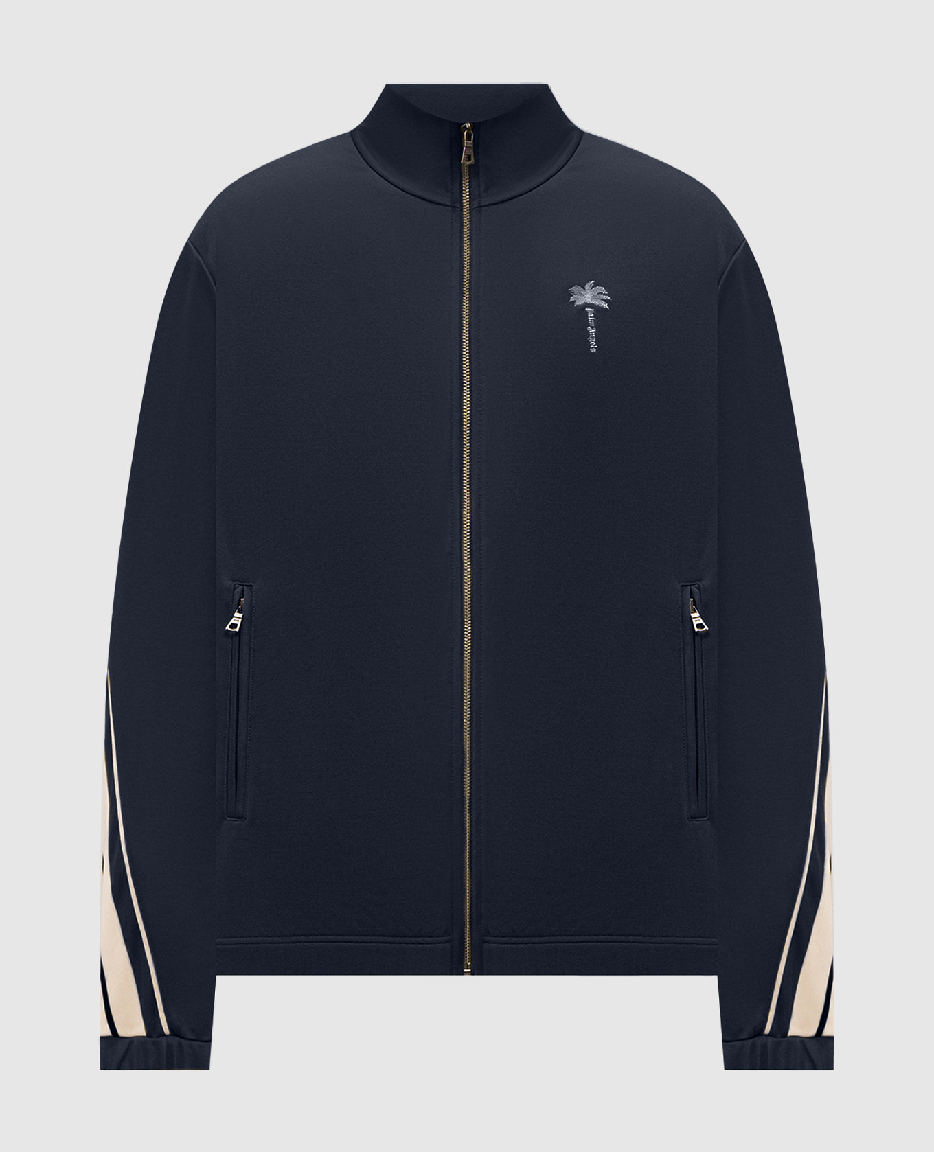 Blue sports jacket with branded ribbon
