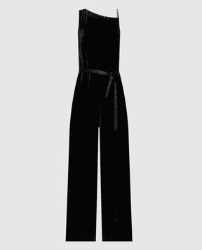 Peserico Black velvet jumpsuit with silk E02336A03952