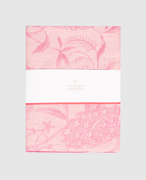 Le Jacquard Fraincais Pink À l'orangerie linen tablecloth with a pattern 30547