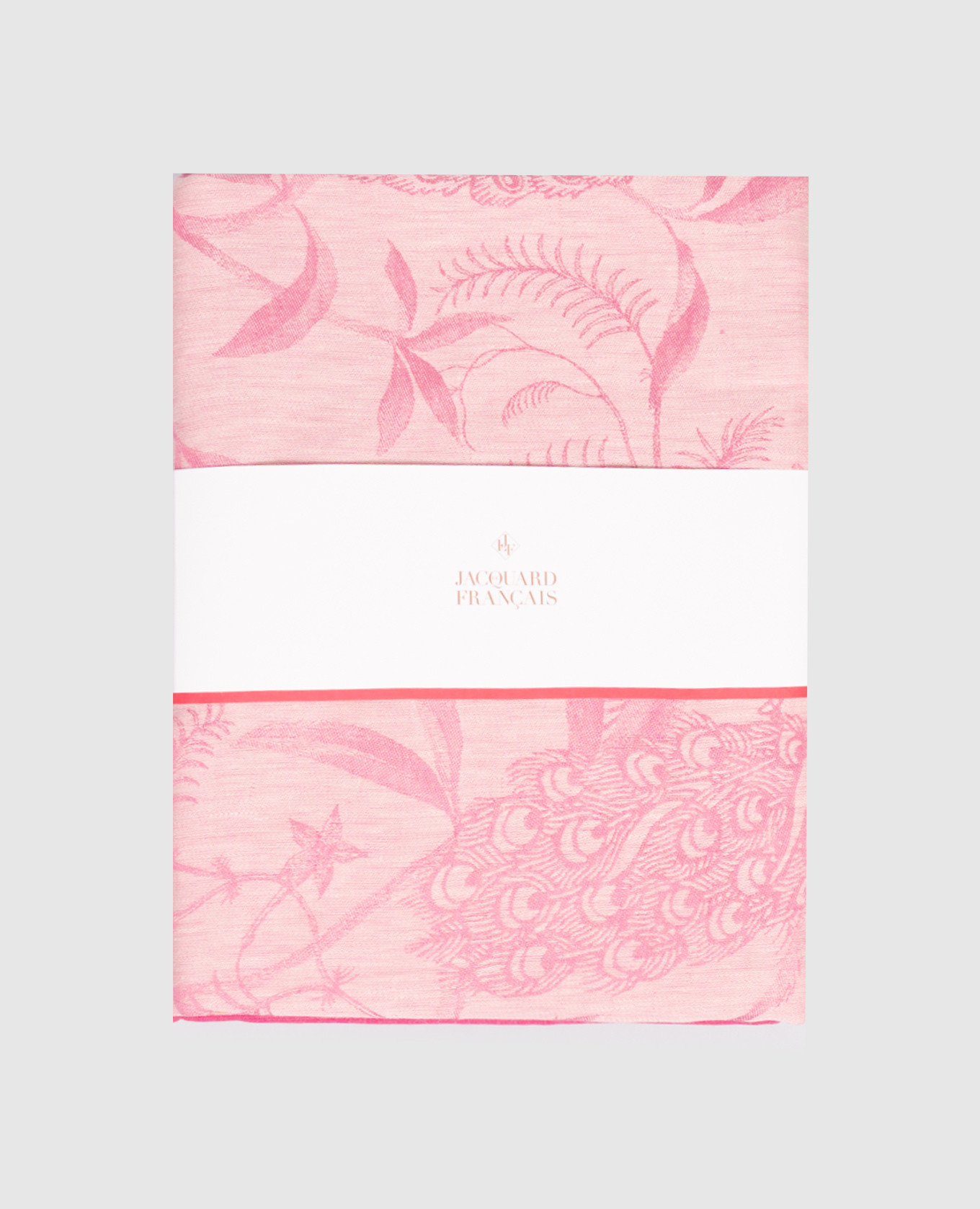Pink À l'orangerie linen tablecloth with a pattern