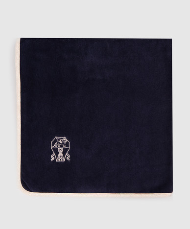 Set of blue terry towels with logo embroidery 60x90