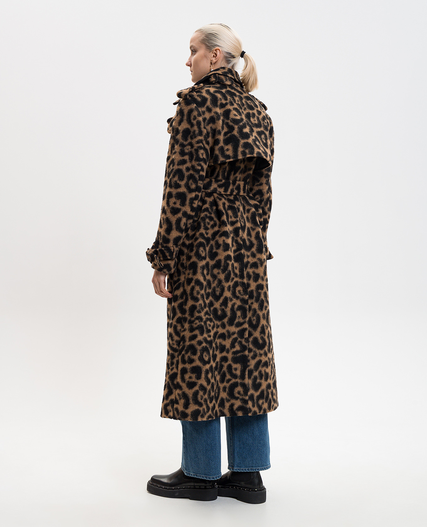 

Double-breasted coat with animal print wool Simkhai, Brown