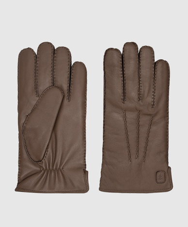 Brown leather gloves