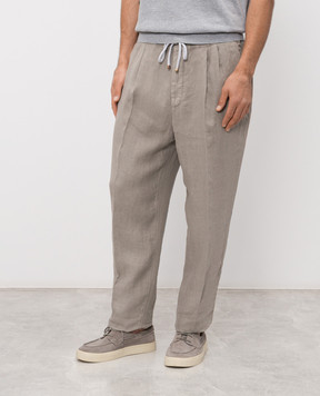 Brunello Cucinelli Khaki linen pants M243DE1710