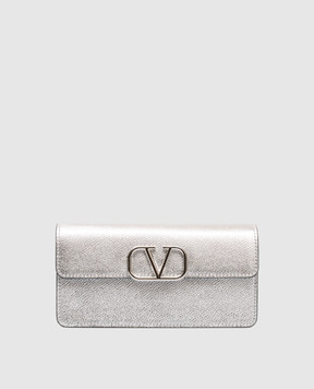 Valentino Silver leather clutch with emblem 8W2P0S93RFY