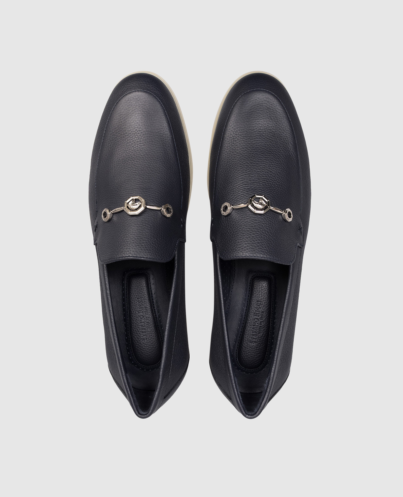 

Blue leather loafers with emblem Stefano Ricci