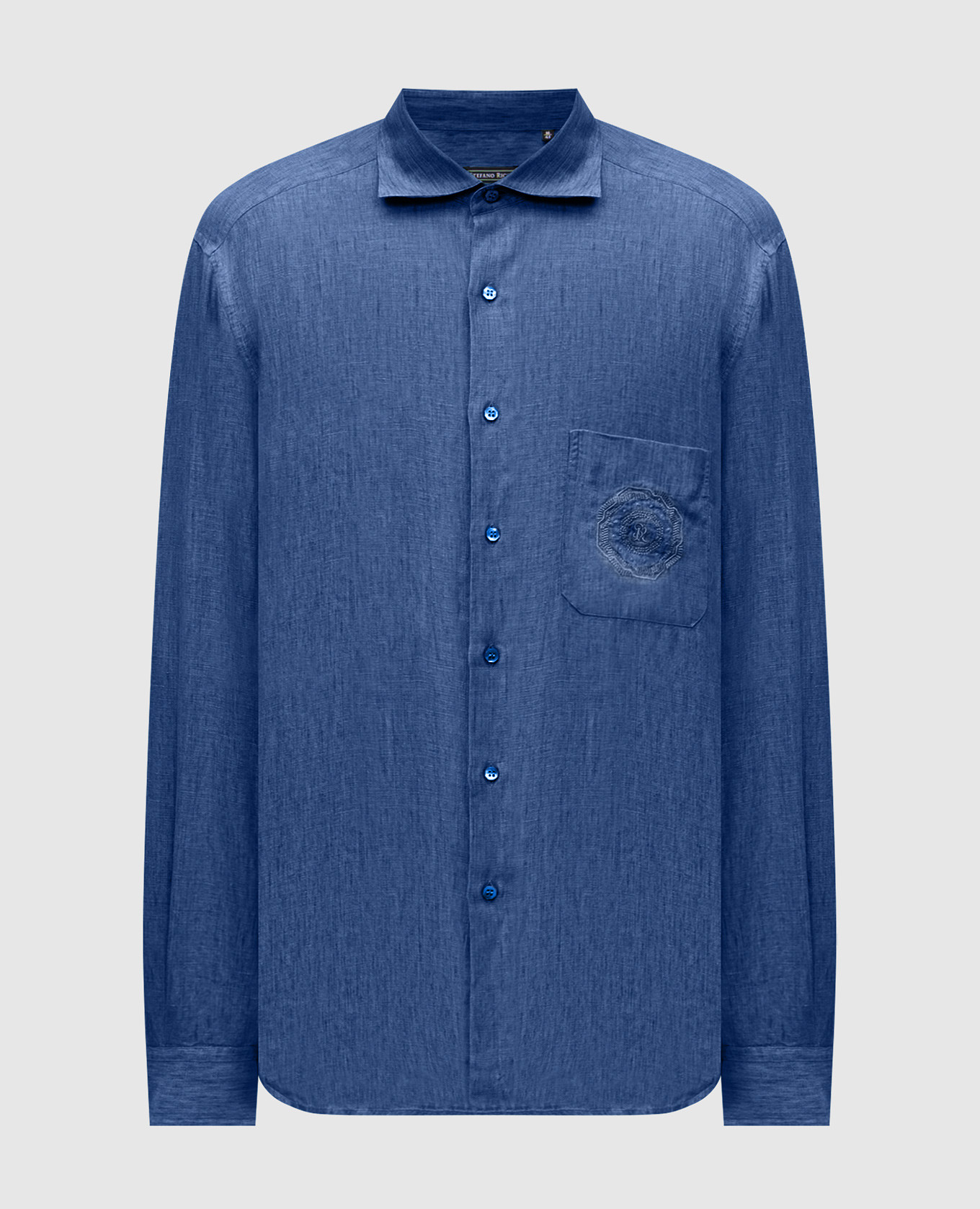 

Blue linen shirt with embroidery Stefano Ricci