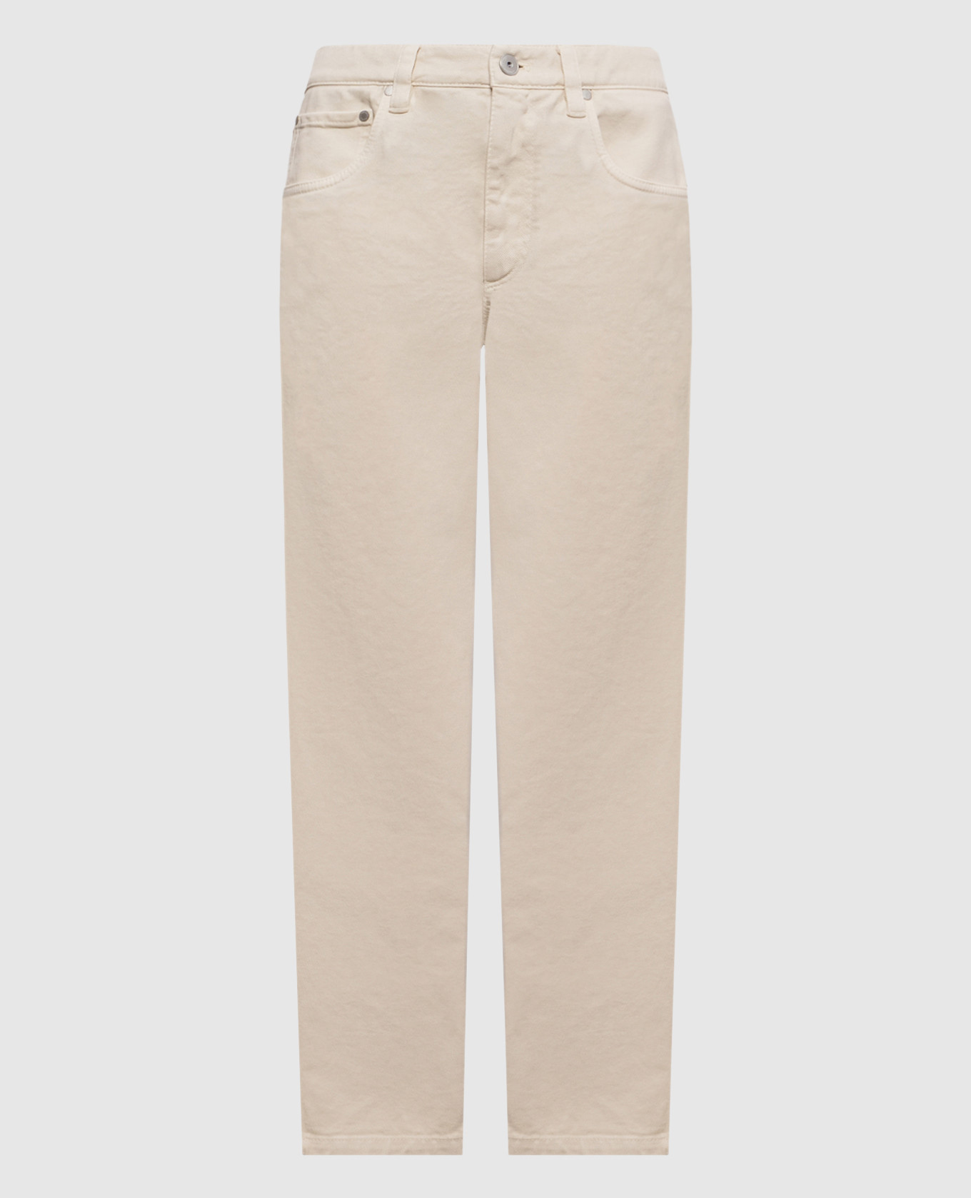 Ivory jeans with logo patch
