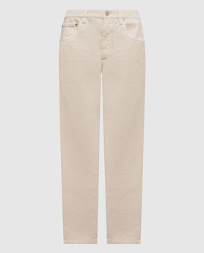 Brunello Cucinelli Ivory jeans with logo patch MPH81P5847