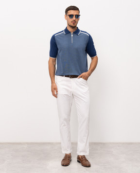Stefano Ricci Blue polo with contrast piping K616460Z36F26222