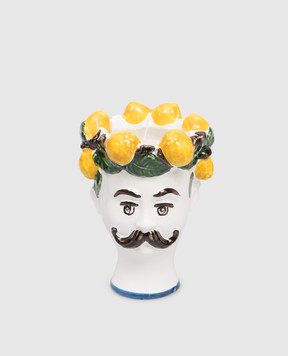 Les Ottomans Lemons Man decorative candle in a ceramic candle holder HEADCANDLESLM