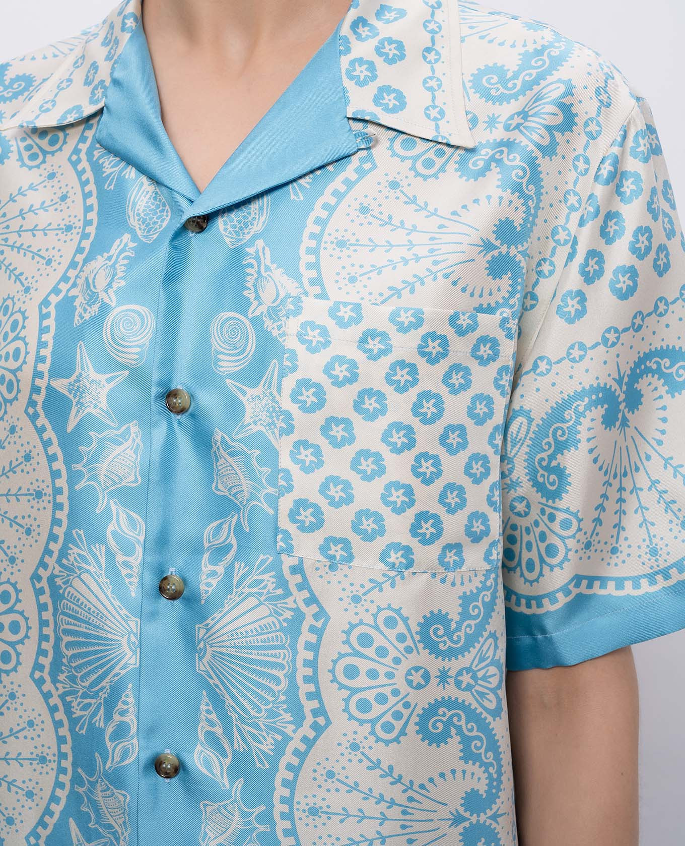 

Leon blue silk blouse MANTERO 1902, Light blue