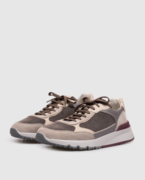 Brunello Cucinelli Grey combo sneakers with logo emblem MZUSNEO355