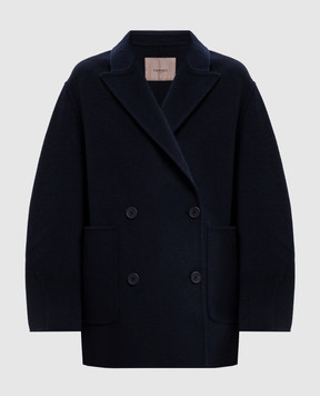Twinset Blue double-breasted coat with wool 262TP2012