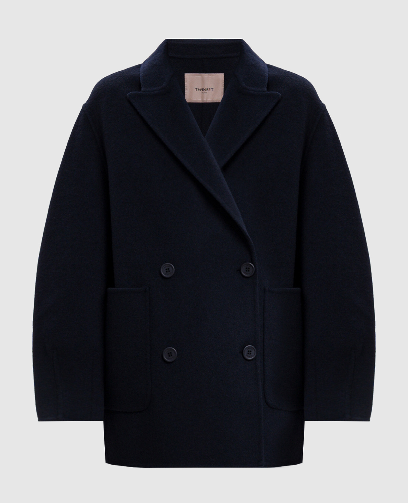 Blue double-breasted coat with wool