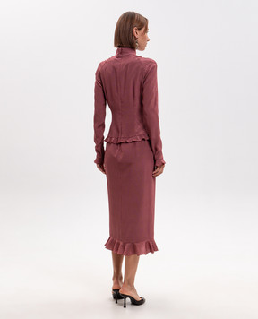 Alessandra Rich Burgundy polka dot silk dress FABX4399F4819