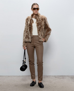 Yves Salomon Beige double-sided sheepskin coat 27WYV62355TOSX