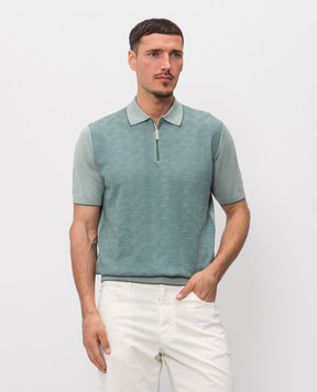 Stefano Ricci Green silk polo with zipper K212034P31F26190
