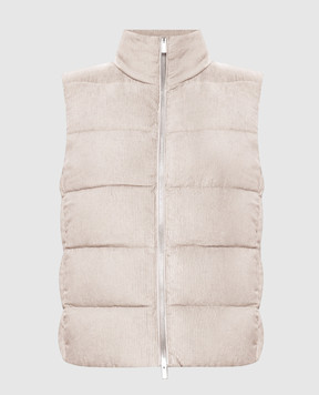 Peserico Beige corduroy down vest A0347502246
