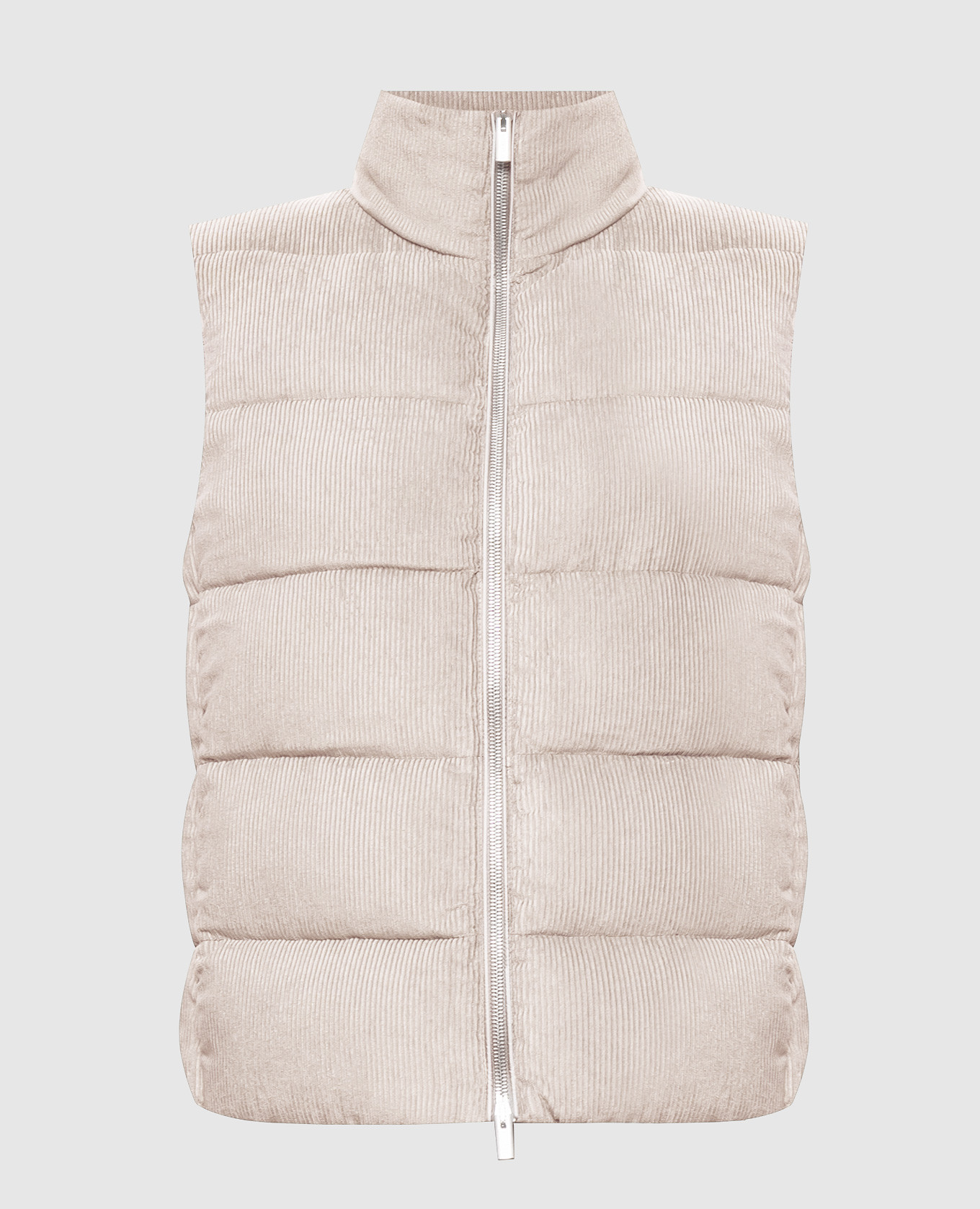 Beige corduroy down vest