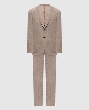 Pini Parma Brown suit made of wool, silk and linen SUSTOBAC