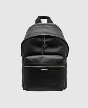 Palm Angels Black leather backpack with logo PMNB015F22LEA009