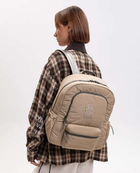 Brunello Cucinelli Children's beige backpack with embroidery BG551B083