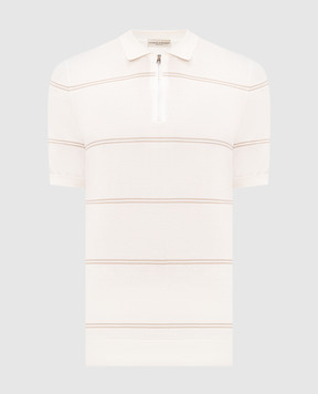 Cashmere&Whiskey Ivory striped polo shirt MB235Z