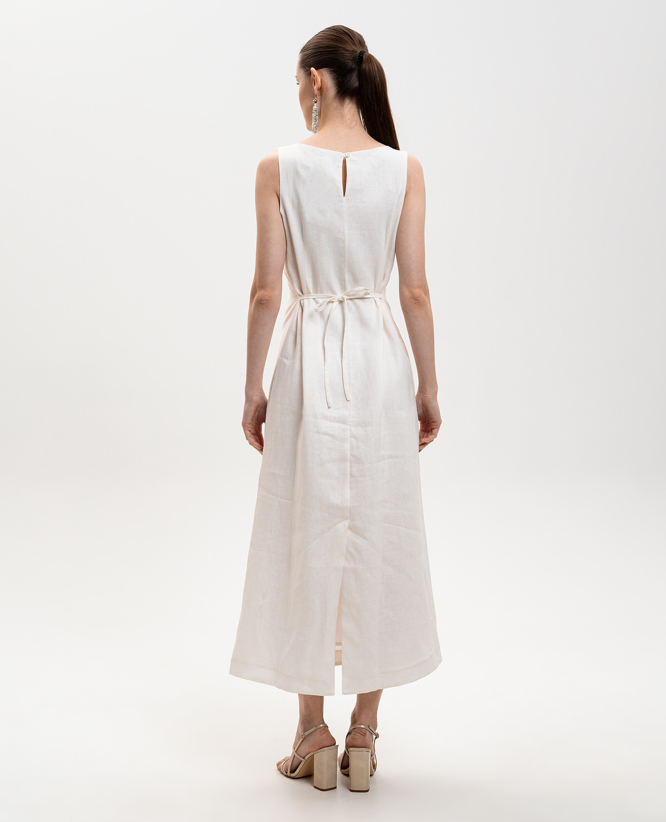 

Taylor white linen midi dress Faithfull