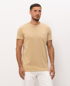 Balmain Beige T-shirt with logo embroidery HH1EF000BD59