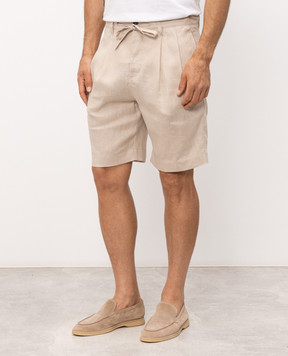 Officina 36 Beige linen shorts 02595A8723